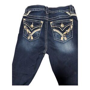 Fire & Rain Jeans Jrs 5 Dark Wash Flare Bootcut Stretch Embellished Pockets Y2K